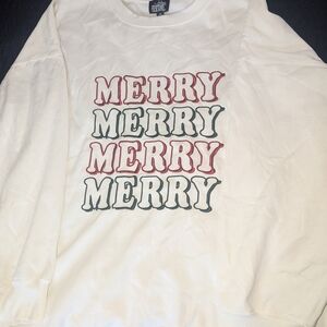 Festive White 'Merry' Sweatshirt